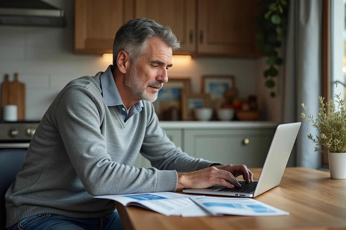 Homme comparant options d